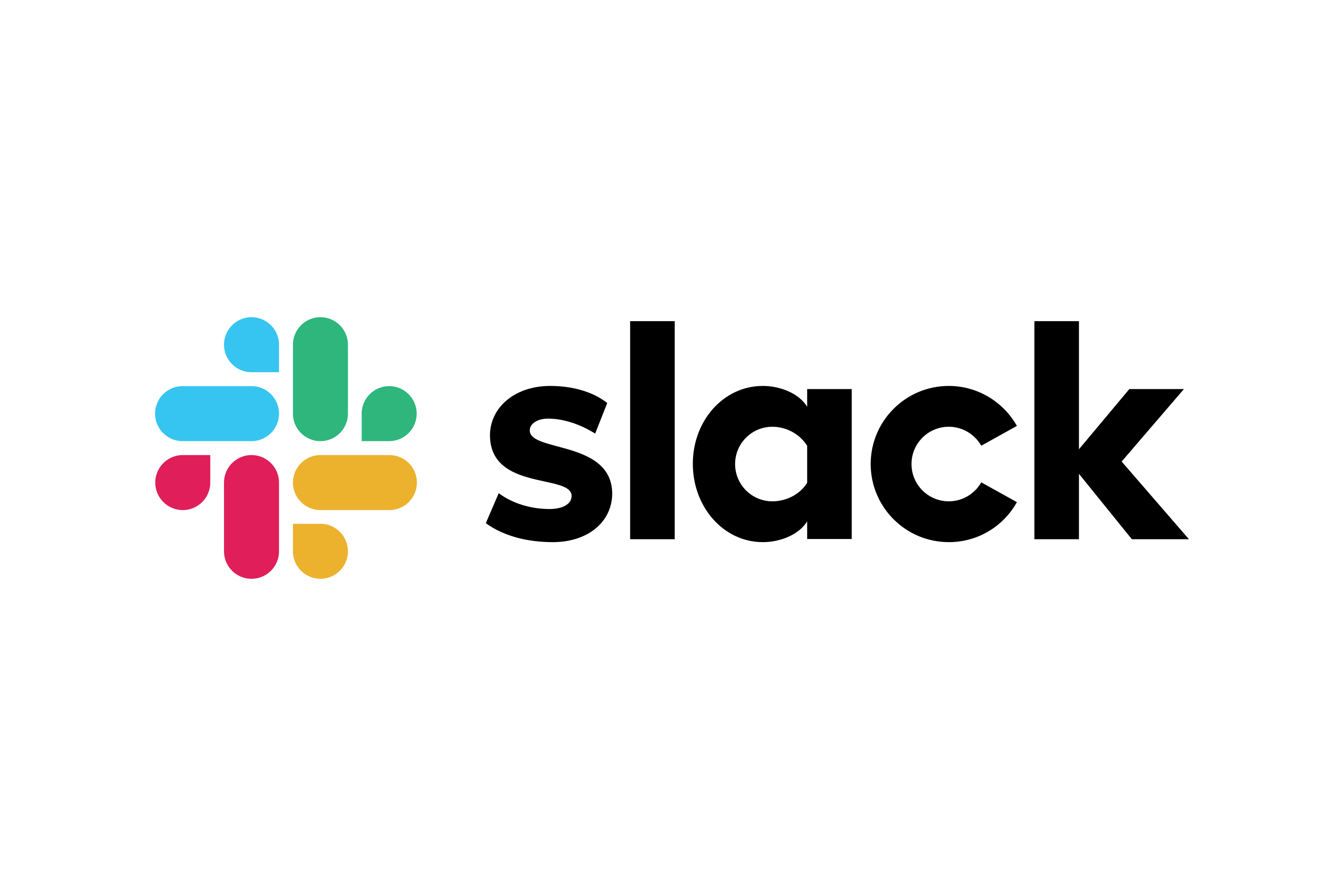 Colorful Slack logo featuring interconnected shapes in red, green, blue, and yellow.